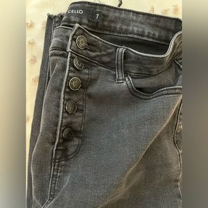 CELLO Button Front Black Denim Ankle Jeans